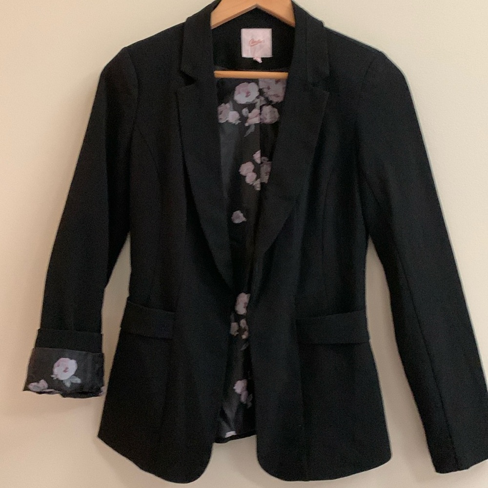 Candies, XS, Black Blazer with Floral Lining